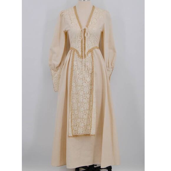 70's Elizabethan Revival Black Label Gunne Sax Dress - Picture 1 of 10